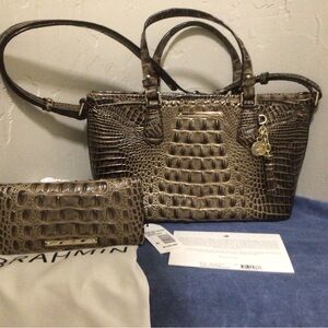 Brahmin Mini Asher Purse and Ady Wallet in Coffee Melbourne